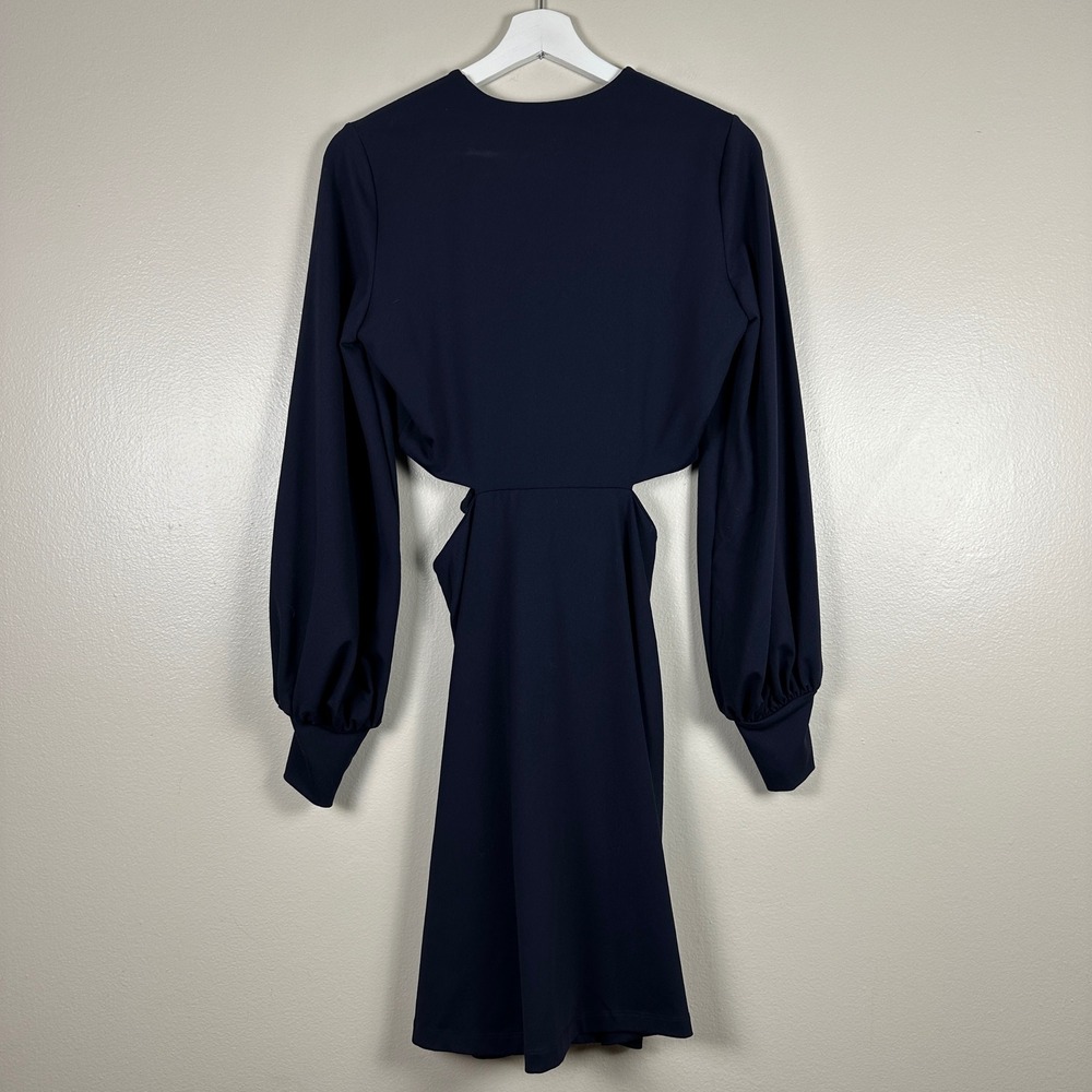 Susana Monaco Women's Large Mini Dress Midnight Navy Cutout Tie Front Chic NEW - Picture 2 of 9